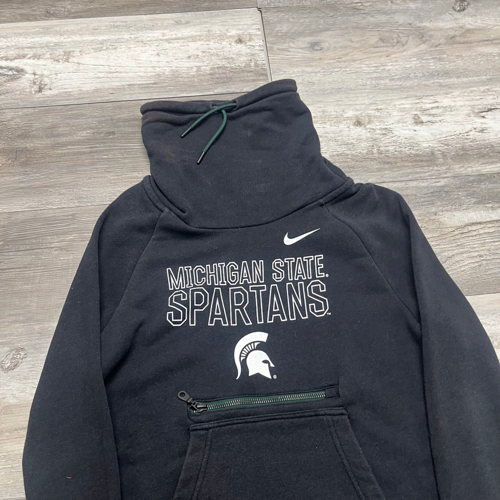 Michigan State University Hoodie Nike Spartans Black Women XS Funnel Neck GUC